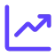 Graphic icon of a blue upward trend chart
