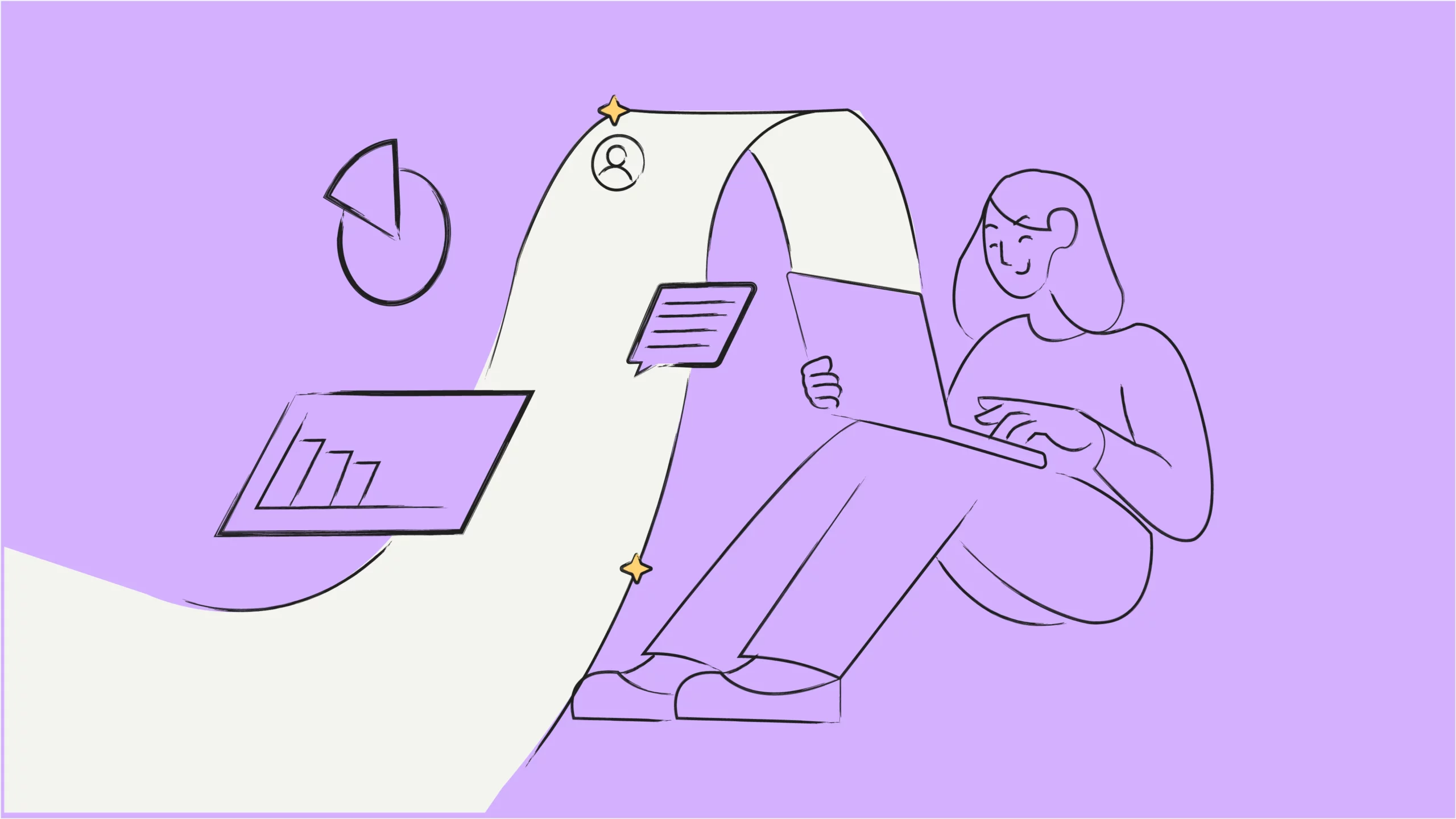 Illustration of a professional reviewing contract documents